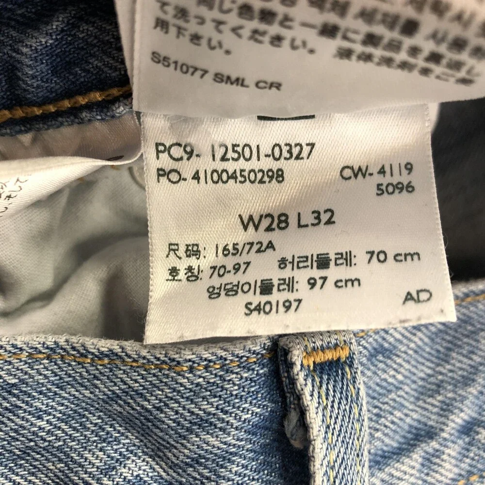 Levis 501 Jeans Mens 28x32 Blue Light Wash Regular Straight Denim Pants Casual
